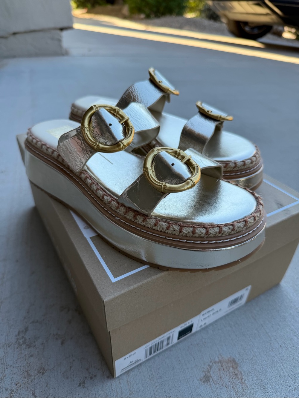 Dolce Vita Metallic Gold Platform Slide Sandals